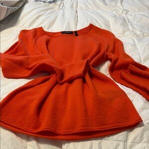 Theory Women's Vibrant Orange Crew Neck Sweater